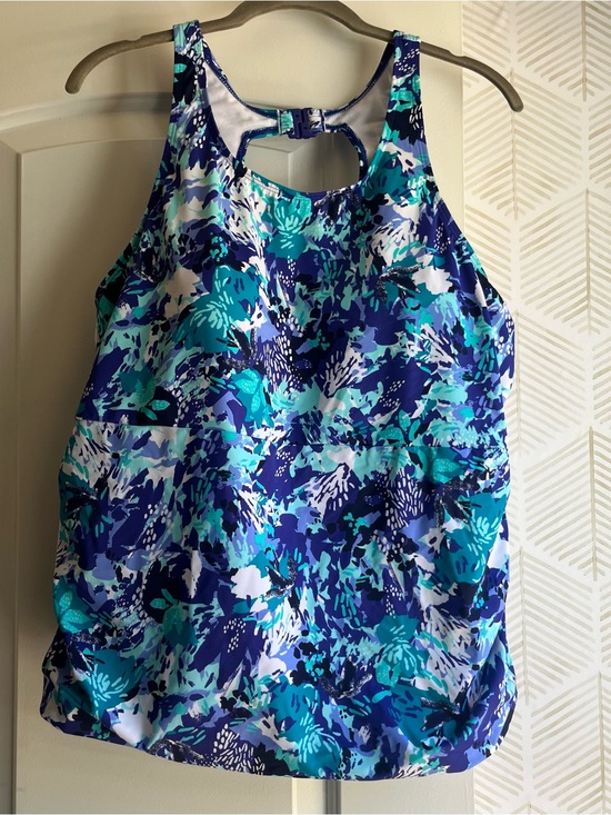 L.L. Bean Other - L.L. Bean BeanSport High-Neck Tankini Top - Blue/Teal Abstract Floral SZ 18